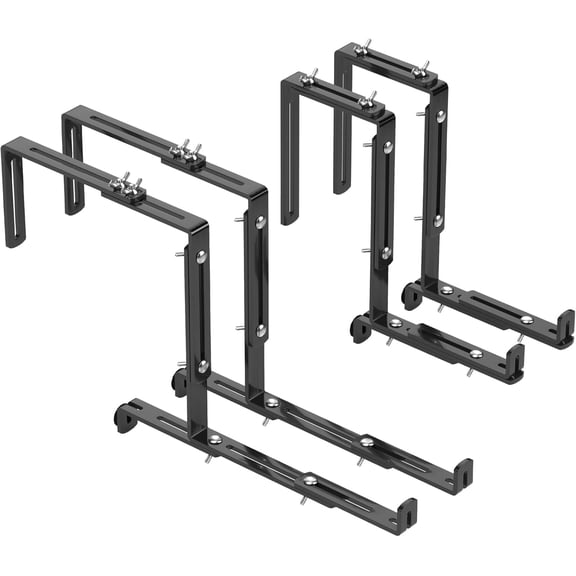JF HANDE Window Flower Box Holder for Balcony Parapet and Railing - Adjustable Metal Holder for Flower Boxes and Planters - No Drilling - (Pack of 4, Black)