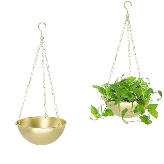 Hanging Planters with Chins,Bexikou Small Metal Plant Hanger,Hanging Basket,Metal Hanging Planters for Indoor Plants,Plant Hanger Decor for Window and Patio (Gold)