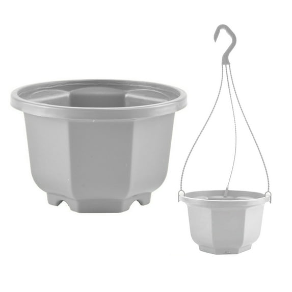 Hanging Planters for Indoor Outdoor Plants, Hanging Flower Pots with Drainage Holes and Chain for Garden Porch Plants, Round Plastic Hanging Baskets for House Plants, White, 1 Set, 6.69x3.93"
