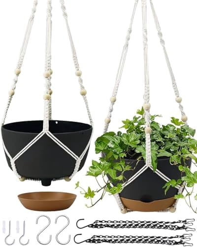 Hanging Planters for Indoor Plants, 2 Pack 10 Inch Self Watering Pots ...