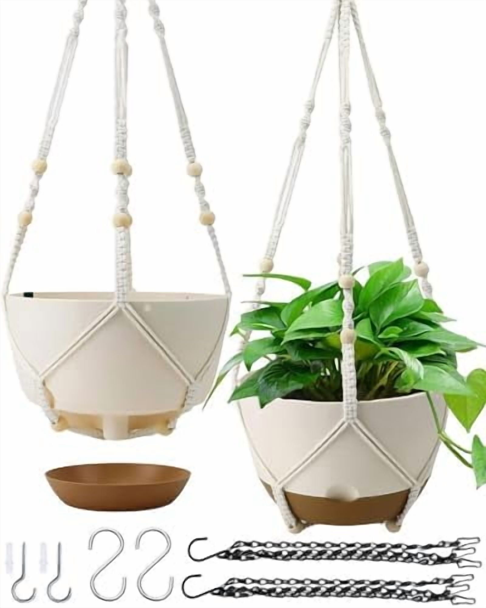 Hanging Planters for Indoor Plants, 2 Pack 10 Inch Self Watering Pots ...