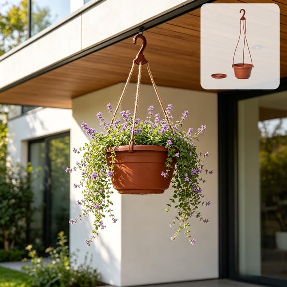 Hanging Planters for Indoor Plants, 6 Inch Self Watering Pots with Macrame Plant Hanger, Hanging Baskets Holder for Outdoor Garden Home Ceiling Window Decor