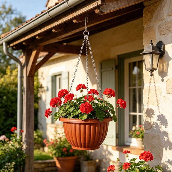 Hanging Planters for Outdoor Indoor Plants with Drainage Holes and Chain, Hanging Basket with Drainage Holes, Round Hanging Flower Pots for Garden Home Porch Decor