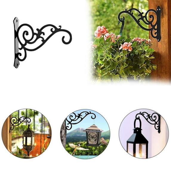 Hanging Planters for Outdoor Plants 6Inch Metal Plant Hangers Outdoor Hanging Basket Hooks Decorative Wall Plant Hanger for Hanging Lanterns, Home Decor Indoor & Outdoor (Black)
