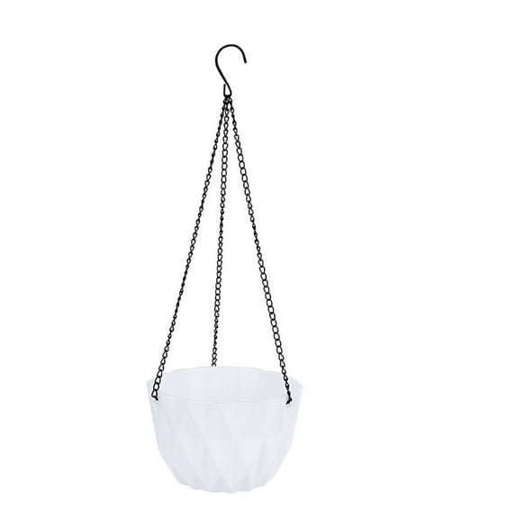 Hanging Planters, Self Watering Hanging Plant Pots, Plastic Flower Pot Containers, Indoor Outdoor Garden Planters, White Hanging Basket Planter, Metal Chain Drainage Tray Planter for Hanging Plants
