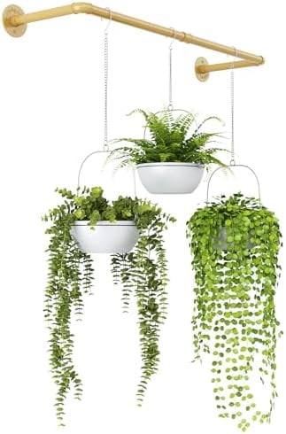 Hanging Planters for Indoor Plants Plant Hanger Indoor Hanging Plant Rod 36.2in Window Plant Shelves Metal Rod Pot/Chains Not Included (Gold)