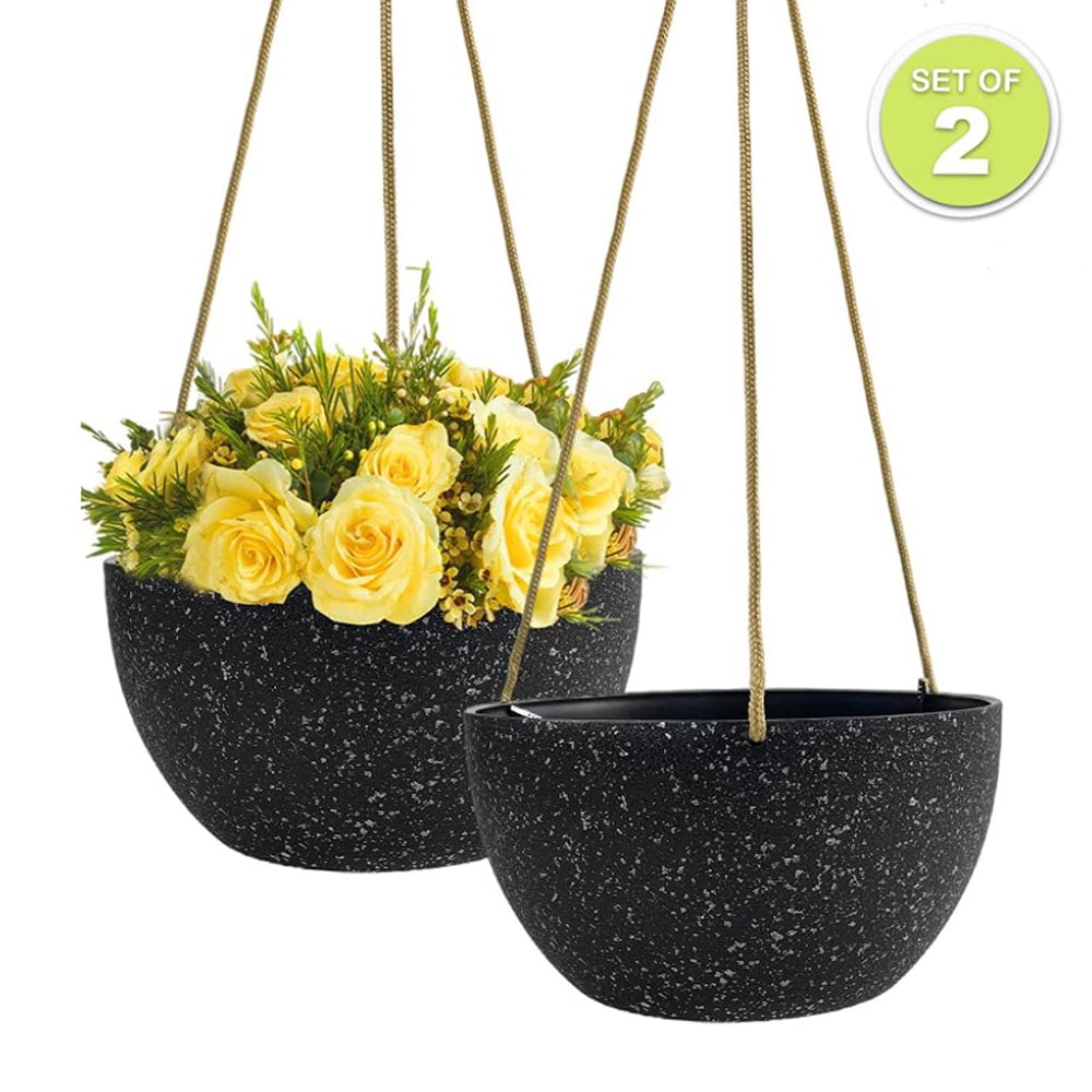 Vanslogreen 10 Inch Hanging Planter, 2 Pack Plant Hanger Indoor Outdoor, Self