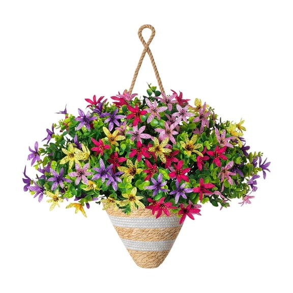 Hanging Planters for Outdoor Plants,Hanging Baskets Flower Pots for Garden,Hanging Flowers with Basket for Spring Summer Outdoor Decorations(A)