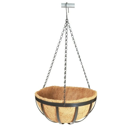 Hanging Planters for Outdoor Plants, Metal Hanging Planter Basket with Coco Coir Liner Round Plant Holder Chain Hanging Basket Garden for Home Decor