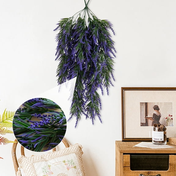 Hanging Plants Artificial Lavender, Purple Faux Ferns Spring Decor, for Home Garden Wedding Party Indoor Outdoor Decorations