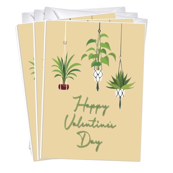 Hanging Plants Valentines/Galentines Day Greeting Cards | 3 Pack Set (5x7)