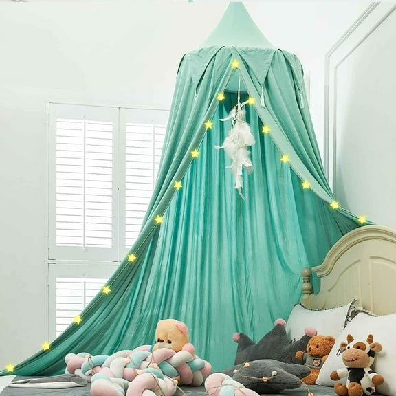 Hanging Play Tent Children Reading Canopies, Round Dome Princess Castle Dreamy Bedding For Girls Room House Décor, 65*250*400Cm-Green-65*250*400Cm