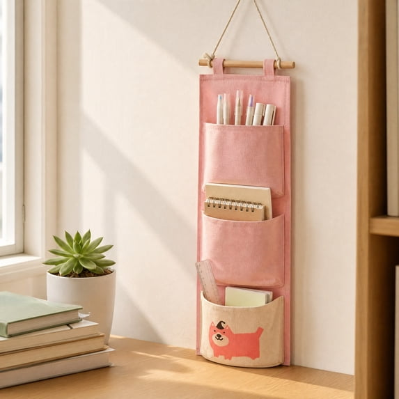 Hanging Pocket Organizer, Wall Mount Storage Bag, Foldable Door Caddy, Durable Tear Proof Fabric and Sturdy Hanging Rope for Dorm Rooms, Bathroom Walls, and Bedroom Closets.