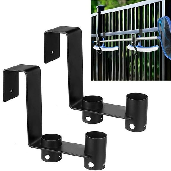 Hanging Pool Fence Hooks Organizers, Aluminum Pool Tool Storage Rack, Multi Functional Swimming Pool Maintenance Extension Pole Hose Hangers Bracket, 2PCS