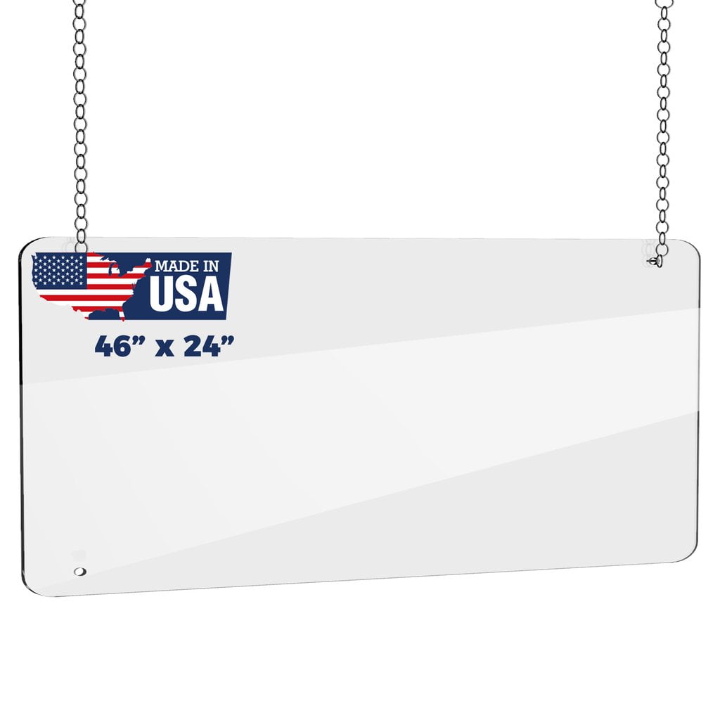 Hanging Portable Acrylic Plexiglass Sneeze Guard Shield for Counter