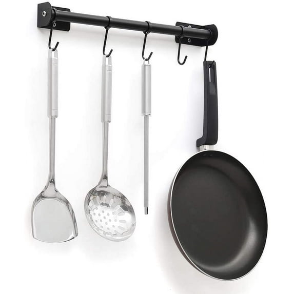 Oumilen Hanging Pot Bar Rack Wall Mounted Lid Holder Kitchen Utensils Hanger 5 S Hooks