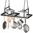 thumbnail image 1 of Hanging Pot Rack 31Inch Pot Hanger For Kitchen Ceiling Mounted Pot Rack With 12 Detachable S Hooks Sturdy Metal Cookware Organizer For Pot Pan Storage SpaceSaving Black, 1 of 7