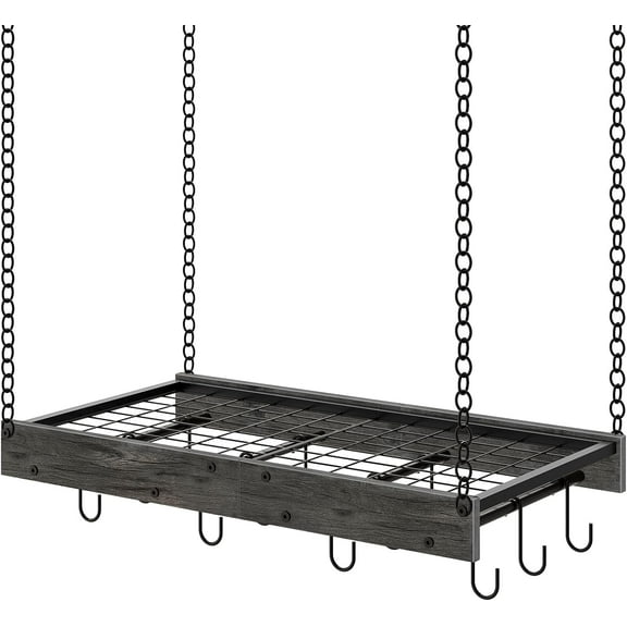 Hanging Pot Rack, Ceiling Wall Mounted Pot Rack for Kitchen, Industrial Style Pot Hanger with 18 Hooks, Cookware Storage Organizer, for Pots and Pans