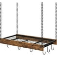 thumbnail image 1 of Hanging Pot Rack, Vintage Pot Hangers for Kitchen, Ceiling Mounted Pot Rack, Pot and Pan Hanging Rack with 12 S-Shaped Hooks, for Cookware Storage, Rustic Brown and Black, 1 of 15