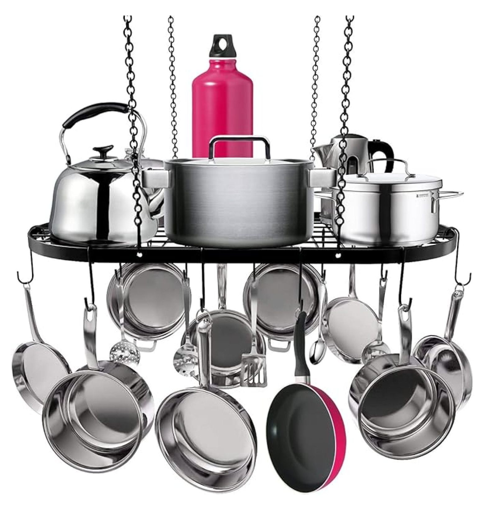 Hanging Pot and Pan Rack, Ceiling Mount Cookware Pot Rack Pan Organizer