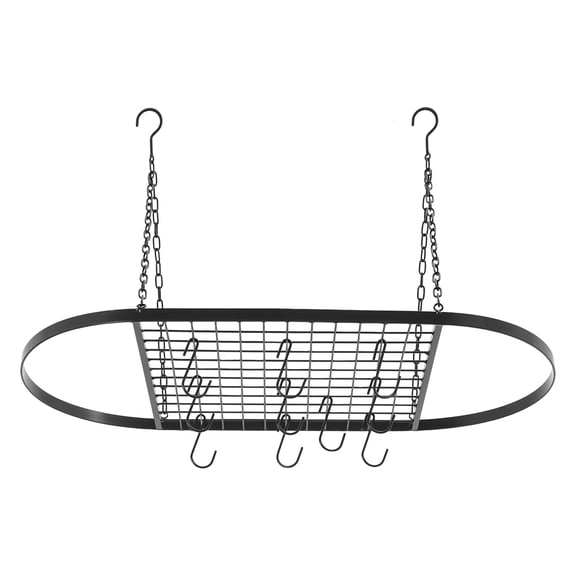 Hanging Pot and Pan Storage Rack, Iron Ceiling Mounted Storage Rack with Hooks, for Kitchen Cookware Utensils Storage