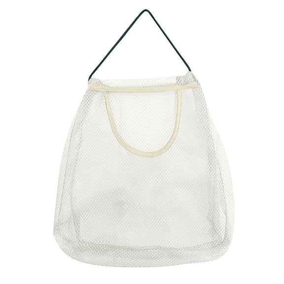 Hanging Produce Bag Basdi Wall-Mounted Produce Storage Bag - Breathable Polyester Hanging Net for Kitchen | Space-Saving, Keeps Fruits Fresh, Perfect for Small Apartments and Pantry, White
