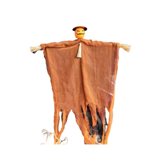 Hanging Pumpkin Ghost – Halloween Decoration for Indoor Outdoor, Spooky Cloth Ghost with Pumpkin Face, Hanging Decor for Door Window Tree, Fall Halloween Props
