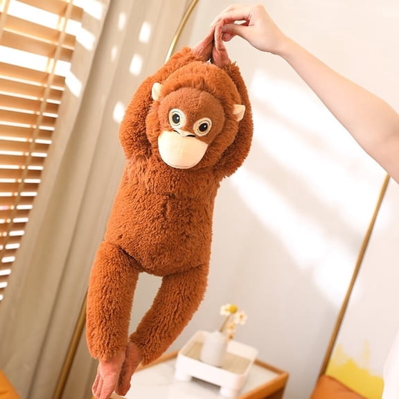 Hanging Punch Monkey Plush (27.5"), Funny Orangutan Plush Desk Mascot, Giant Ape Stuffed Animal for Office Cubicle Decor & Coworker Gift
