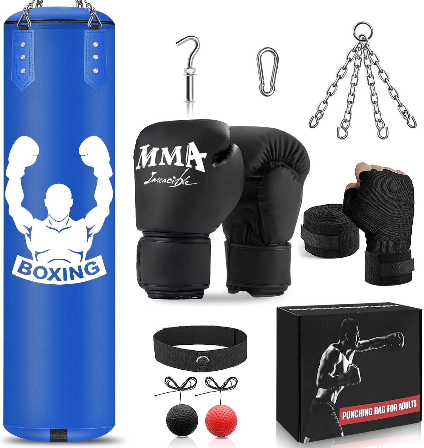 Vensmuste Heavy Punching Bag For Adults - Boxing Bag With 12oz Gloves For Mma Karate Kickboxing Boxing Muay Thai Training At Home Or Gym Unfilled Heavy Bag Color 1 Black&pid=ztnhndy5mz