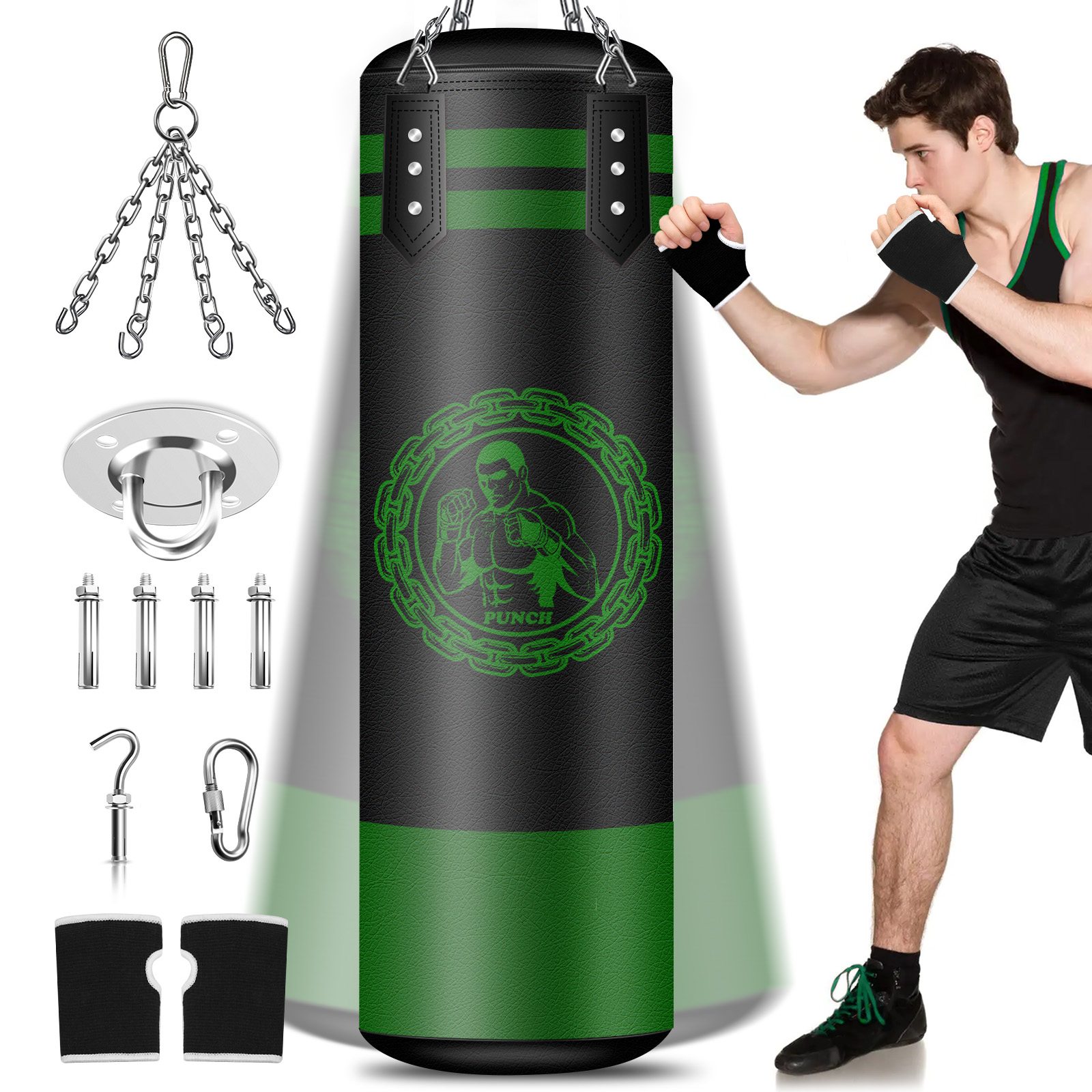 Hanging Punching Bag For Adults 4FT PU Heavy Bag Boxing Training 