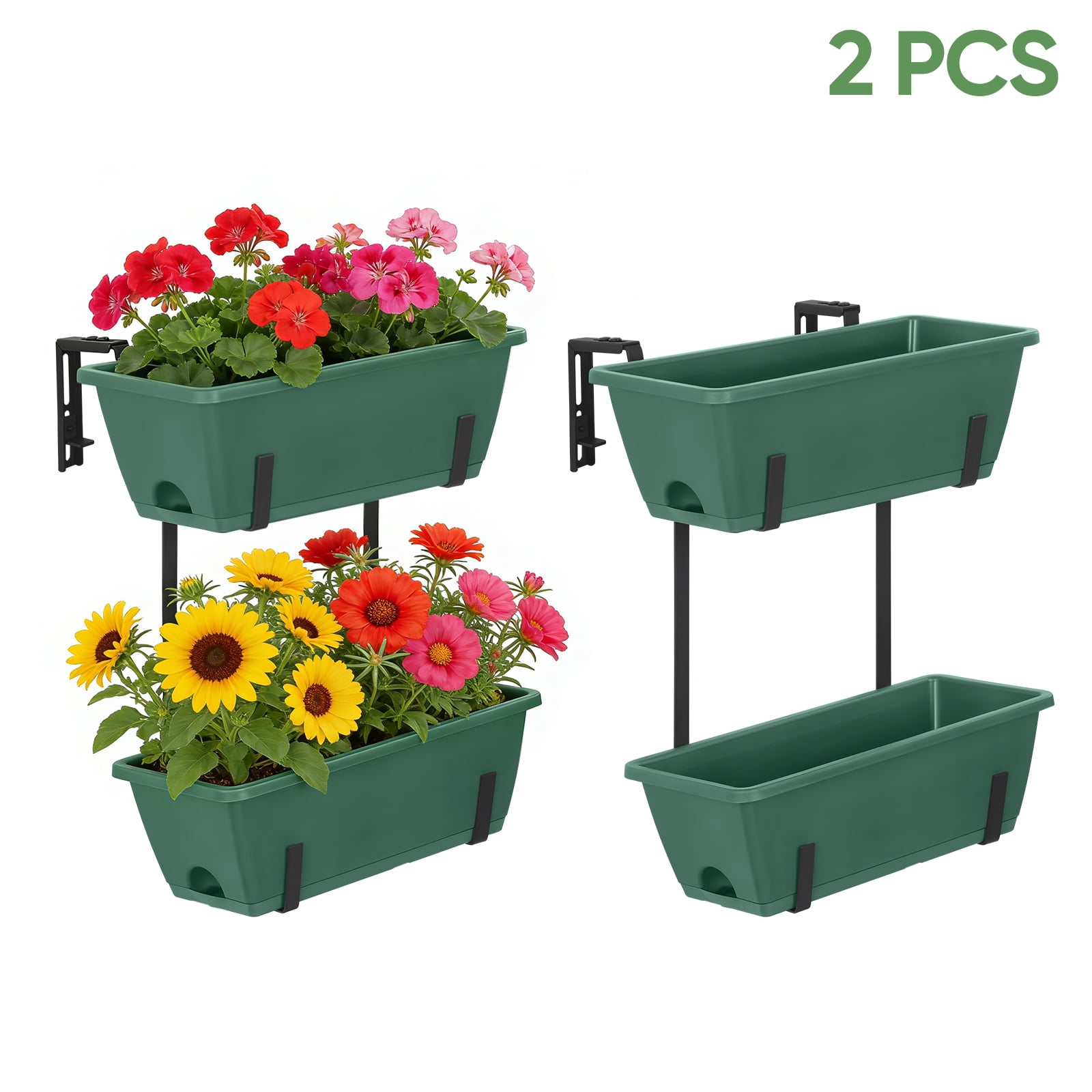 Planter Box Metal Rack Hanging Rail Planter Box, Heavy-Duty Metal Flower Pot for Deck Fence ...