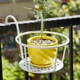 thumbnail image 1 of Hanging Railing Flower Pot Holder Balcony Plant Basket On Metal Fence Rail, Wrought Iron Hanging Basket, For Indoor Outdoor Use, 1 of 5