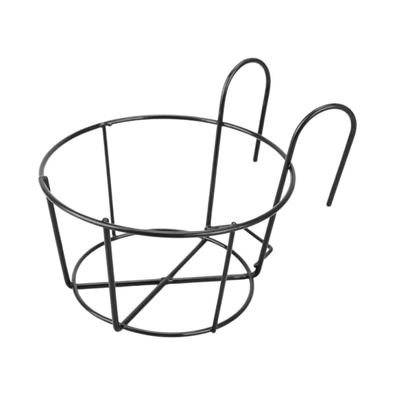 Hanging Railing Planter 1 Pack, Flower Pot Holder Iron Rack Fence Metal Potted Stand for Balcony, Round Basket Shelf Container Box for Indoor and Outdoor Use, Garden Pot Holder, 4.41"