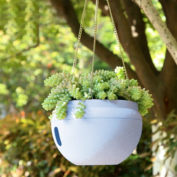 Hanging Rattan Basket Planter, Small Size Garden Planter with Water Barrier for Succulents & Ivy, Ideal for Indoor & Outdoor Décor