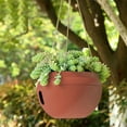 thumbnail image 1 of Hanging Rattan Planter Basket with Drainage Holes | Small Size 7x7x5 Inches | Plastic Plant Pot for Succulents & Indoor Plants | Home Decor & Gardening | 1-Pack, 1 of 6
