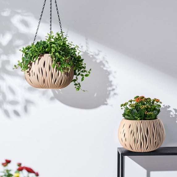Hanging Rattan Planter Basket with Water Barrier for Indoor Outdoor Plants, Prevents Root Rot, Easy Installation, Decorative Home Garden