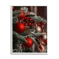 thumbnail image 1 of Hanging Red Ornaments Christmas Tree Holiday Photograph White Framed Art Print Wall Art, 1 of 7