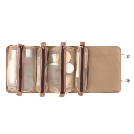 Hanging Roll Up Travel Toiletry Bag for Women, Makeup Bag Travel Organizer Cosmetic Bag-yellow