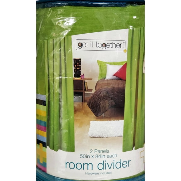 Hanging Room Divider 2 Panels 50" x 84" Each Avocado Green with 20 Foot Long Stainless Steel Wire, 16 Clips