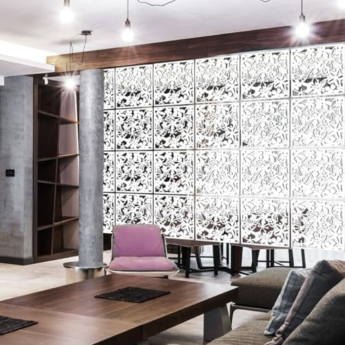 Hanging Room Divider,24 Pieces PVC Screen Partition Panel with Butterfly Flower Bird for Living Dining Study Sitting-Room Hotel Bar Decoration (White, 24)$$Home Decor, Kitchen, & Other