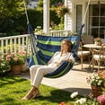 thumbnail image 1 of Hanging Rope Hammock Chair Swing for Indoor Outdoor Bedroom Garden | Portable Cotton Rope Hammock with Spreader Bar for Reading Napping Relaxation | Heavy Duty Cloth Hammock, 1 of 6