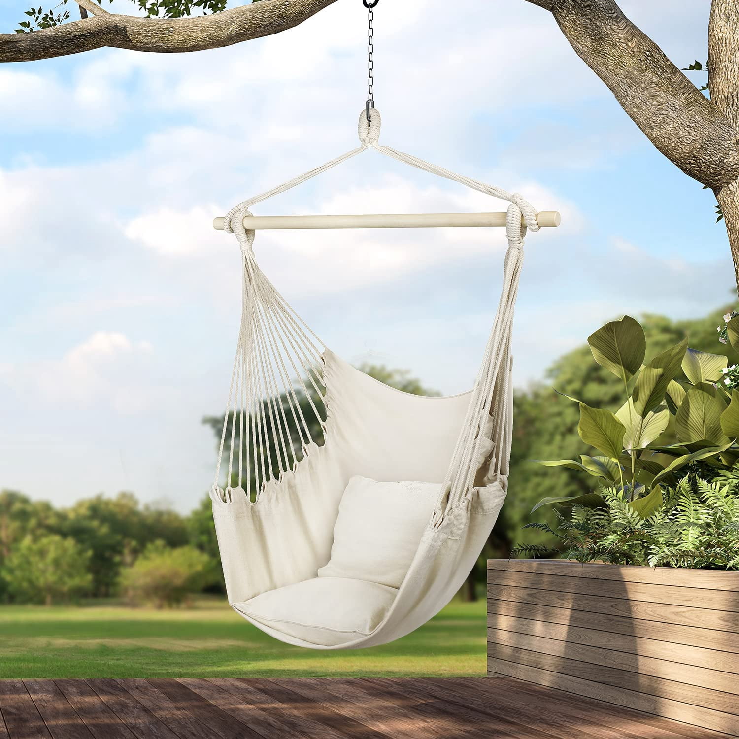 Hanging Rope Hammock Chair Swing Seat for Any Indoor or Outdoor