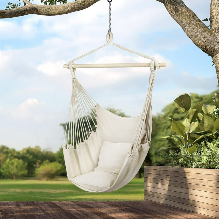 Hanging Rope Hammock Chair Swing Seat for Any Indoor or Outdoor