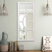 Sintosin Farmhouse Window Pane Wall Mirror13"x 30", Distressed White Wood Framed Vertical Decorative Wall Mirror, Vintage Ornate Window Grid Accent Mirror for E