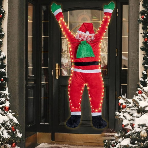 Hanging Santa Claus, 67Inch Christmas Decoration, Climbing Wall Decoration, With LED Fairy Lights, Indoor Decoration, Outdoor Decoration for Christmas