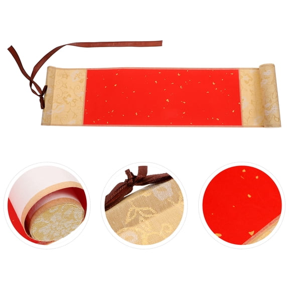 FRCOLOR 1Pcs Blank Paper Scrolls For Wall Decoration Red With Gold For Calligraphers
