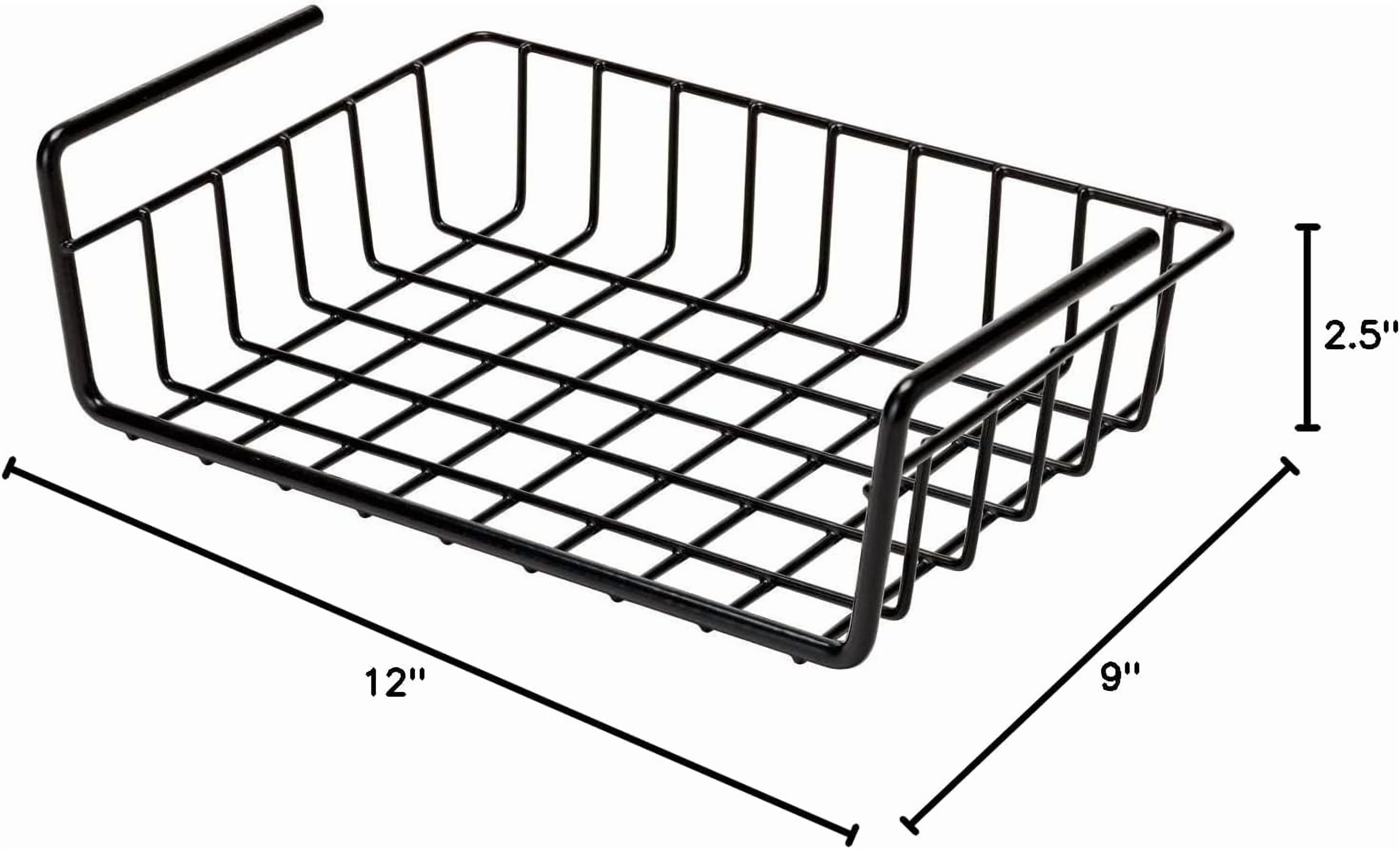 Hanging Shelf Document Basket, Coated Wire Organizer for Gun Safes & Cabinets, Holds Up to 40 Lbs, Black
