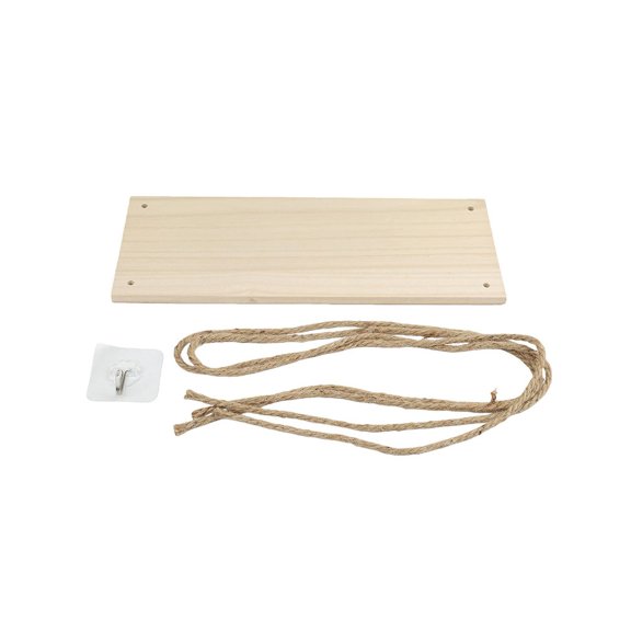 Hanging Shelf, Rustic Recycled Wood Swing Display Rack With Hooks For Wall, Indoor Storage For Plants, Books, Decor(A)