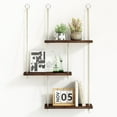 thumbnail image 1 of Hanging Shelves for Wall, 3 Tier Boho Wall Decor Plant Rack Floating Shelves Rope Rustic Wood Organizer Storage Hanger for Aesthetic Home Bedroom Kitchen Bathroom- Rustic Brown-HQQ8, 1 of 7