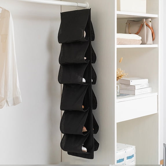 Hanging Shoe Organizer, Closet Storage Rack, 12-Pocket Rotating Hanger for Shoes, Clothes, Travel, 1-Pack